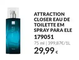 Avon attraction closer eau de toilette em spray para ele promoção