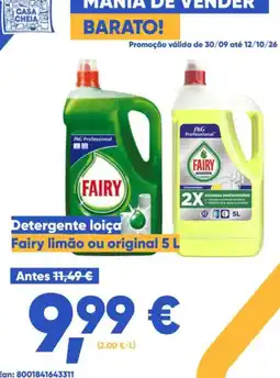 Casa Cheia Detergente loja fairy limão ou original 5 l promoção