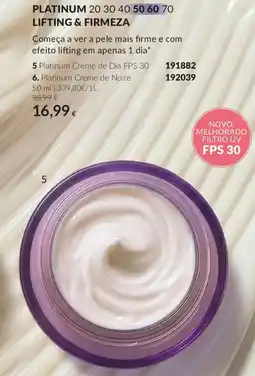 Avon Platinum creme de dia fps 30 promoção