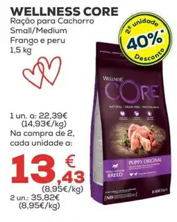 Kiwoko wellness core ração para cachorro small/medium frango e peru promoção