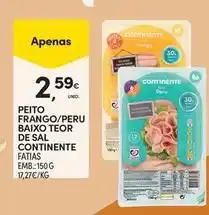 Continente Bom dia Continente - peito frango/peru baixo teor de sal promoção