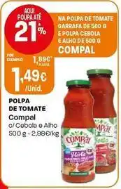 Intermarché Compal - polpa de tomate c/cebola/alho promoção