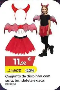 Toys R Us Conjunto de diabinha com saia bandolete e asas promoção