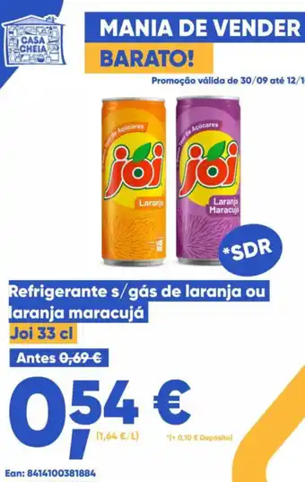 Refrigerante s/gás de laranja ou laranja maracujá Joi