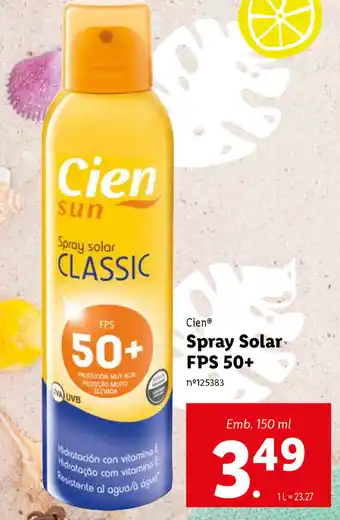 Lidl Spray Solar FPS 50+ 150ml promoção