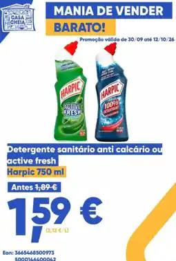 Casa Cheia Detergente sanitário anti calcário ou active fresh harpic 750 ml promoção