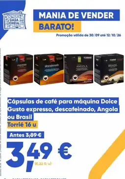 Casa Cheia Cápsulas de café para máquina Dolce Gusto expresso, descafeinado, Angola ou Brasil Torrié 16 u promoção