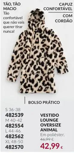 Avon Vestido lounge oversize animal promoção