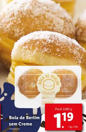 Lidl Bola de Berlin sem Creme 2x80g promoção