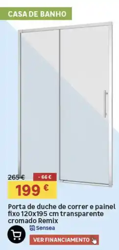 Leroy Merlin Porta de duche de correr e painel fixo transparente cromado remix sensea promoção