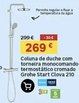 Leroy Merlin Coluna de duche com torneira monocomando termostático cromado grohe start clova 210 promoção