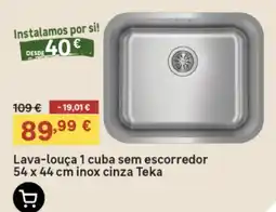 Leroy Merlin Lava-louça 1 cuba sem escorredor inox cinza Teka promoção