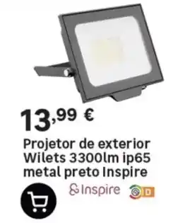 Leroy Merlin Projetor de exterior Wilets metal preto Inspire promoção