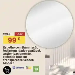 Leroy Merlin Espelho com iluminação led intensidade regulável, antiembaciamento, redondo transparente Sensea Modern promoção