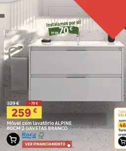 Leroy Merlin Móvel com lavatório alpine 80cm 2 gavetas branco promoção