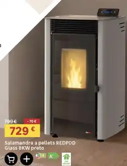 Leroy Merlin Salamandra a pellets redpod glass 8kw preto promoção