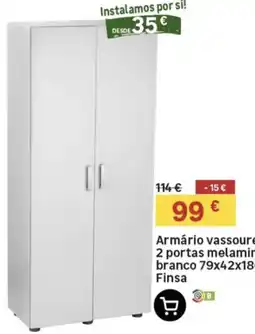 Leroy Merlin Armário vassoura 2 portas melamir branco Finsa promoção