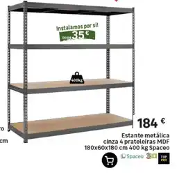 Leroy Merlin Estante metálica cinza 4 prateleiras MDF Spaceo promoção