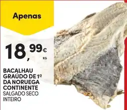 Continente Bacalhau graúdo de 1ª da noruega continente salgado seco inteiro promoção