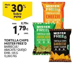 Continente tortilla chips mister free'd barbecue/abacate/queijo promoção