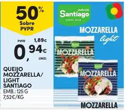 Continente Queijo mozzarella/ light santiago promoção