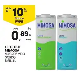 Continente Leite uht mimosa magro/meio gordo promoção
