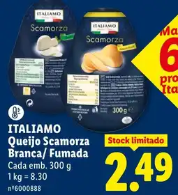 Lidl Itali amo queijo scamorza branca/fumada promoção