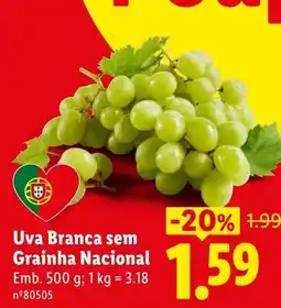 Lidl Uva Branca sem Grainha Nacional promoção
