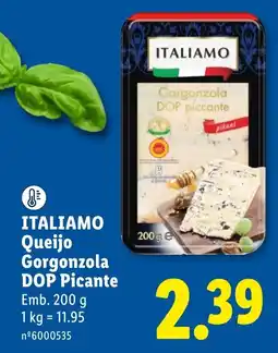 Lidl italiamo queijo gorgonzola dop picante promoção