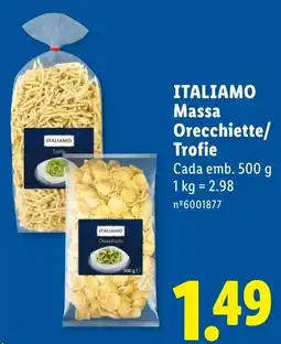 Lidl italiamo massa orecchiette/trofie promoção