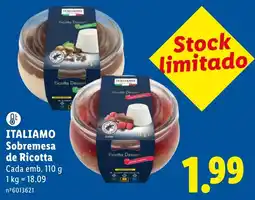 Lidl Itali amo sobremesa de ricotta promoção