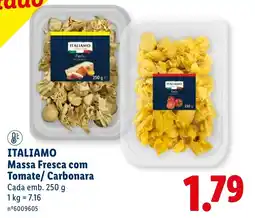 Lidl Itali amo massa fresca com tomate carbonara promoção