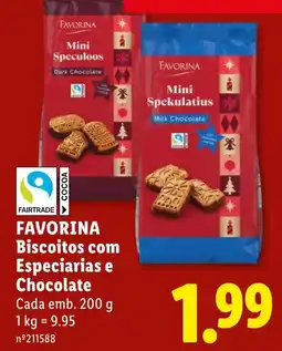 Lidl favorina biscuitos com especiarias e chocolate promoção