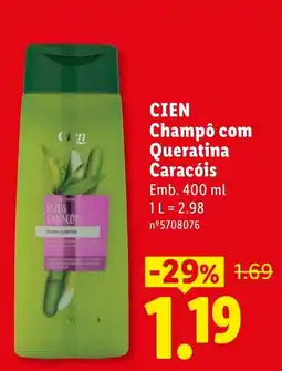 Lidl Cien champô com queratina caracóis promoção