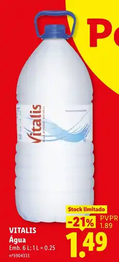 Lidl Vitalis Água promoção
