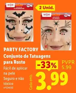 Lidl Party factory conjunto de tatuagens para rosto promoção
