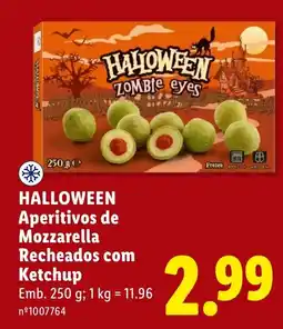 Lidl Halloween aperitivos de mozzarella recheados com ketchup promoção