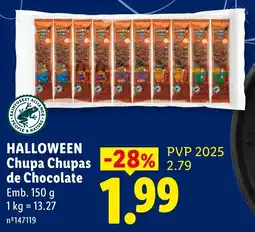 Lidl Halloween chupa chupas de chocolate promoção