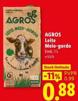 Lidl Agros leite meio-gordo promoção