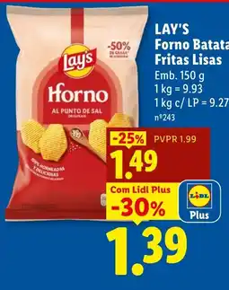 Lidl Lay's Forno Batata Fritas Lisas promoção