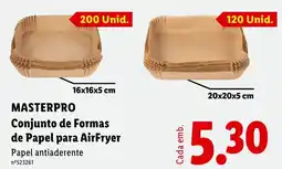 Lidl Masterpro conjunto de formas de papel para airfryer promoção
