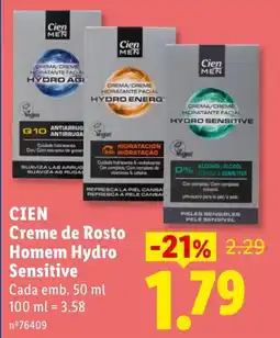 Lidl Cien Creme de Rosto Homem Hydro Sensitive promoção