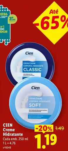 Lidl Cien Creme Hidratante promoção