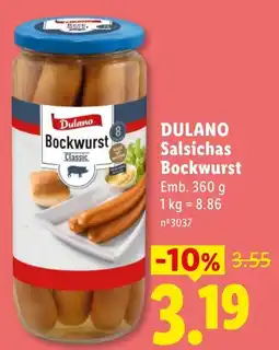 Lidl Dulano Bockwurst Classic promoção
