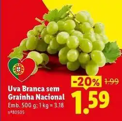 Lidl Nacional - uva branca sem grainha promoção