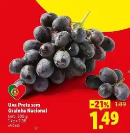 Lidl Nacional - uva preta sem grainha promoção