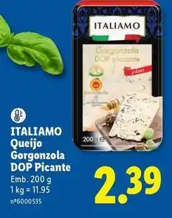 Lidl Italiamo - queijo gorgonzola dop picante promoção