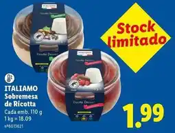 Lidl Italiamo - sobremesa de ricotta promoção