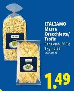 Lidl Italiamo - massa orecchiette/ trofie promoção
