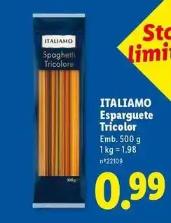 Lidl Italiamo - esparguete tricolor promoção